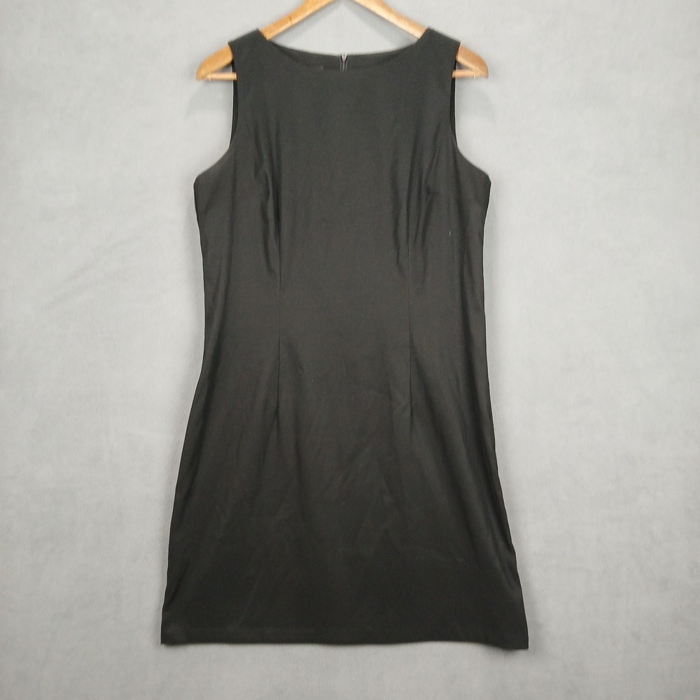 Alyx Sheath Dress‎ Womens 14 Black Pleated Formal Boat Neck Back Zip Sleeveless